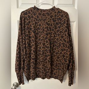 Abercrombie Leopard Crewneck Balloon Sleeve Sweatshirt